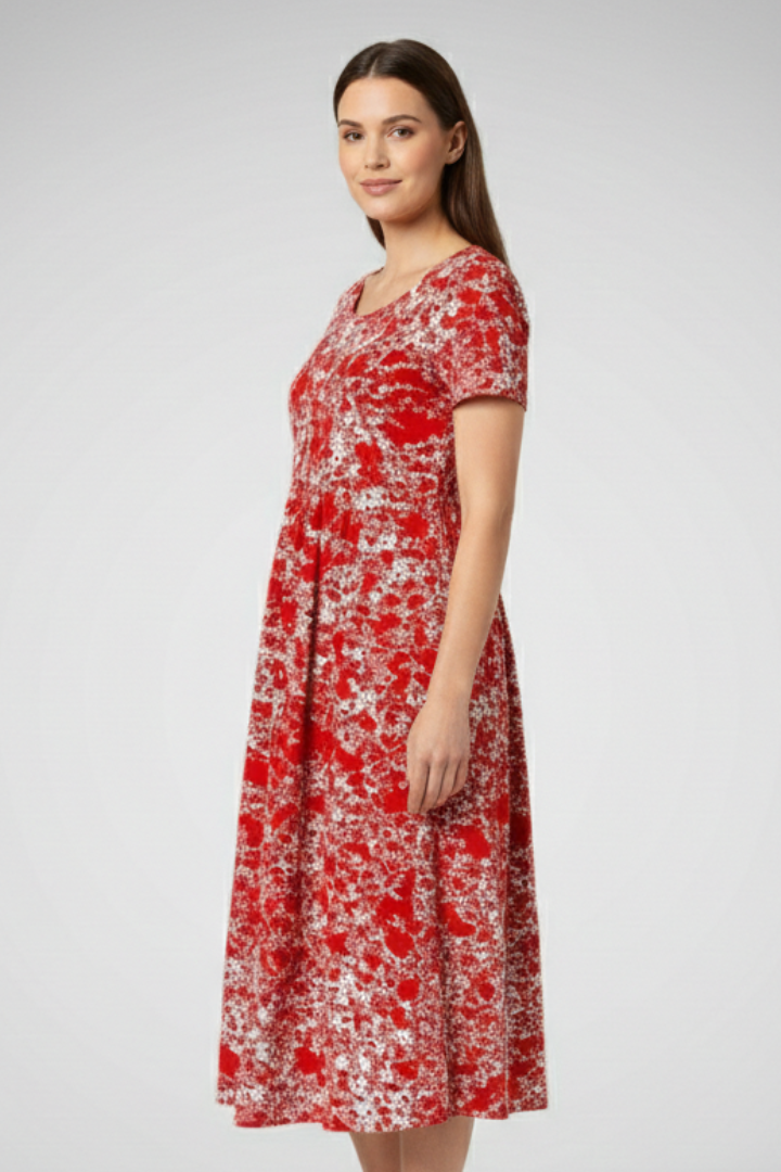 Women’s Dress with Round Neckline and Side Pockets
