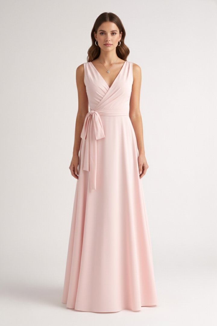 Women’s Dress with V-Neck and Straight Hem