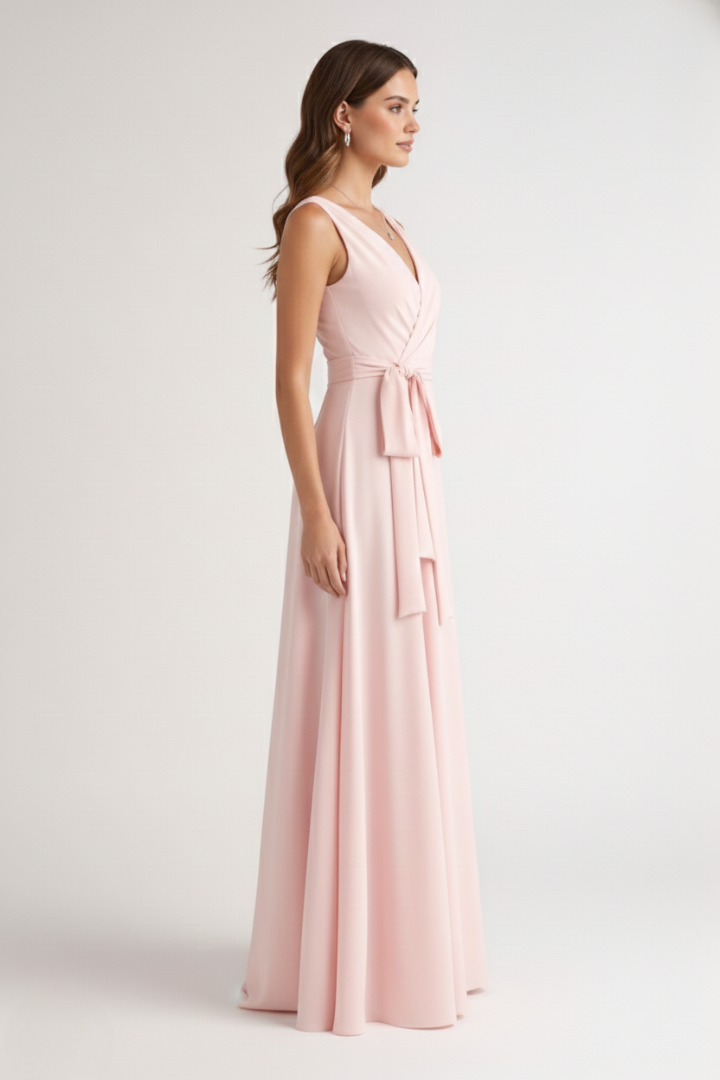 Women’s Dress with V-Neck and Straight Hem