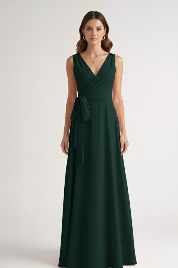 Women’s Dress with V-Neck and Straight Hem