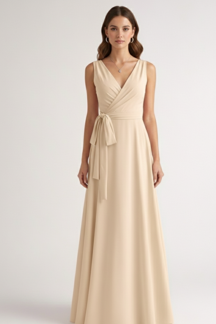 Women’s Dress with V-Neck and Straight Hem