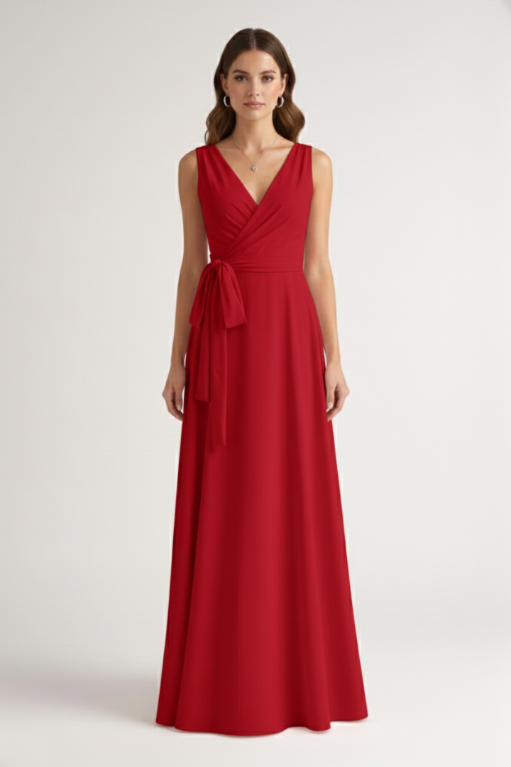 Women’s Dress with V-Neck and Straight Hem