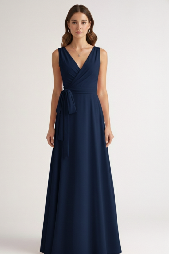 Women’s Dress with V-Neck and Straight Hem