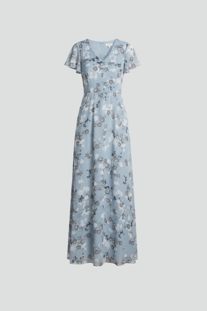 Women’s Dress with V Neck and Short Sleeves