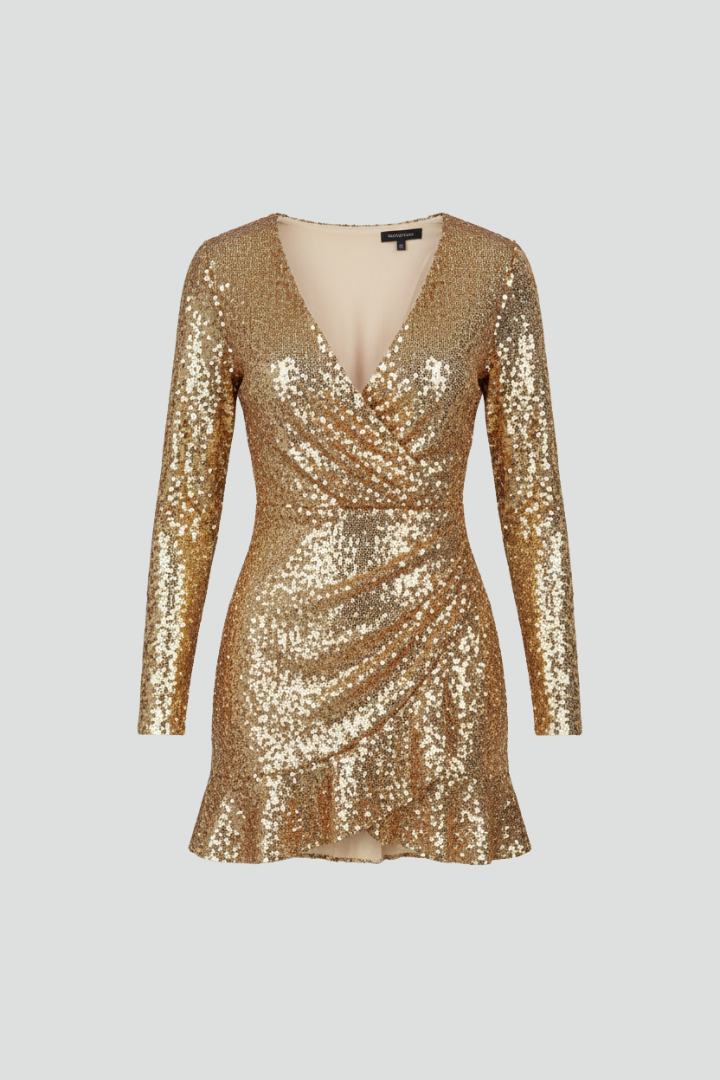 Women’s Dress with V Neckline and Long Sleeves