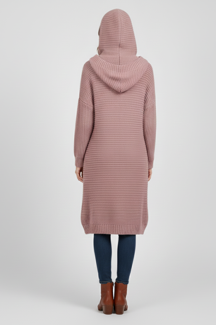 Women’s Hooded Cardigan with Open Front and Side Pockets