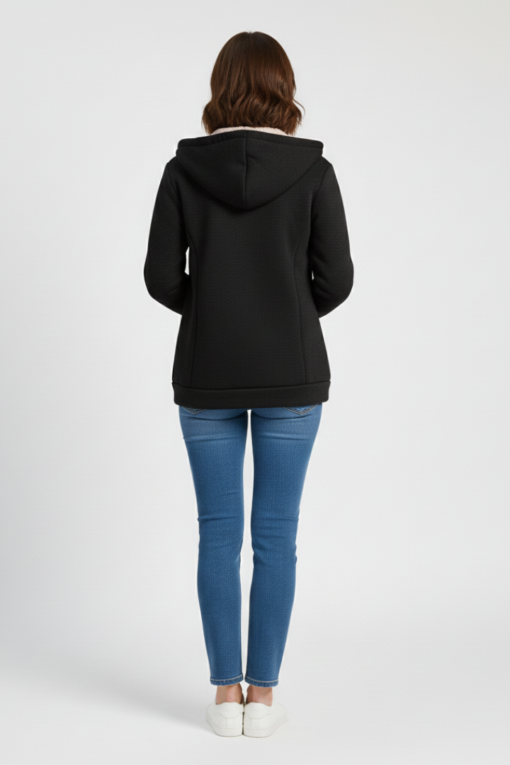 Women’s Hooded Jacket with Zipper and Inner Lining