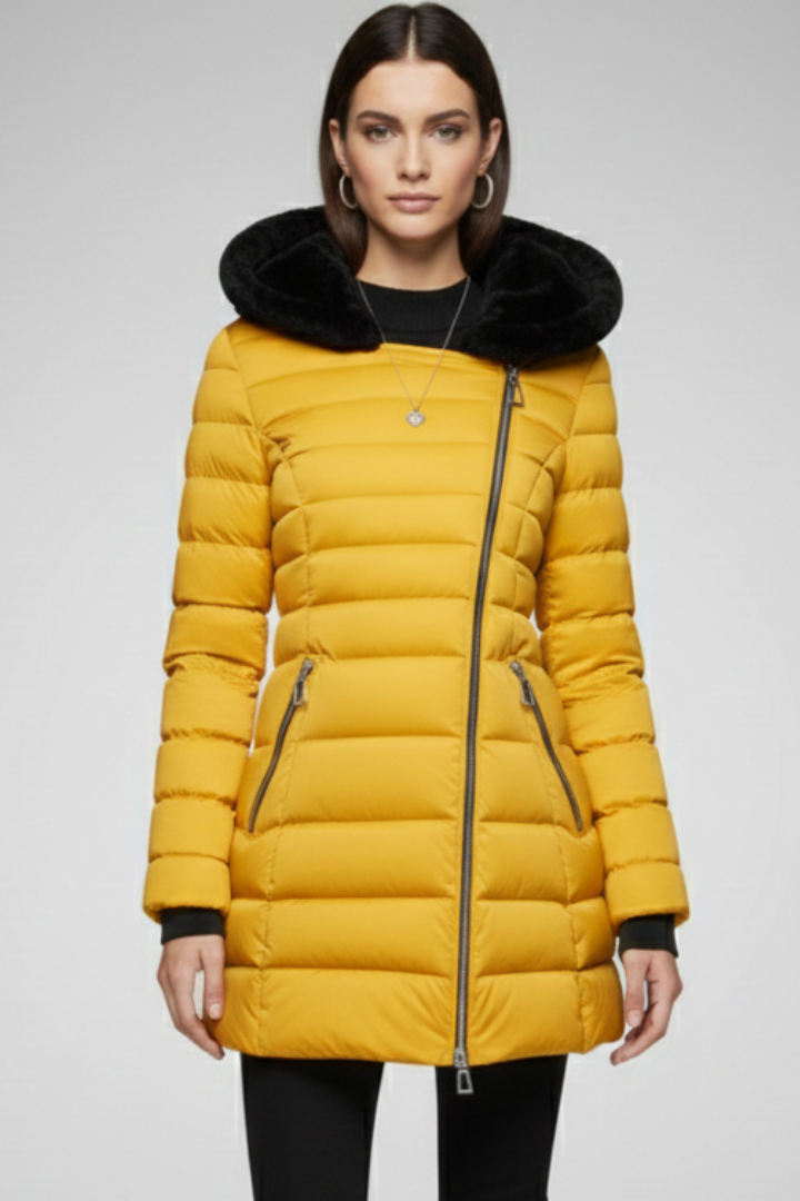 Women’s Jacket with Asymmetrical Zip and Lined Hood