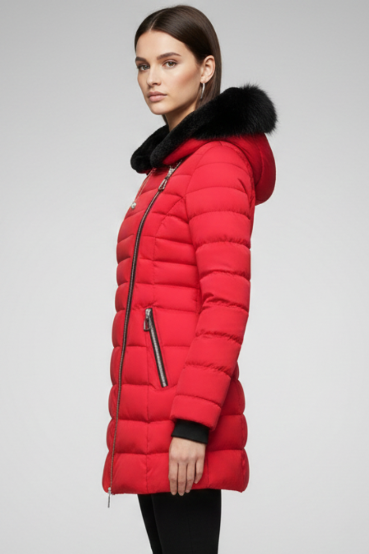 Women’s Jacket with Asymmetrical Zip and Lined Hood