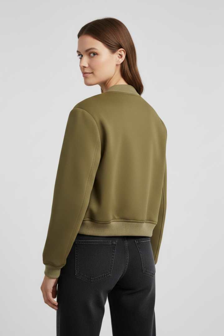 Women’s Jacket with Button Closure and Ribbed Hem