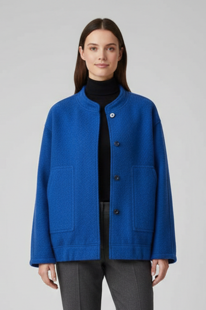 Women’s Jacket with Concealed Buttons and Wide Sleeves
