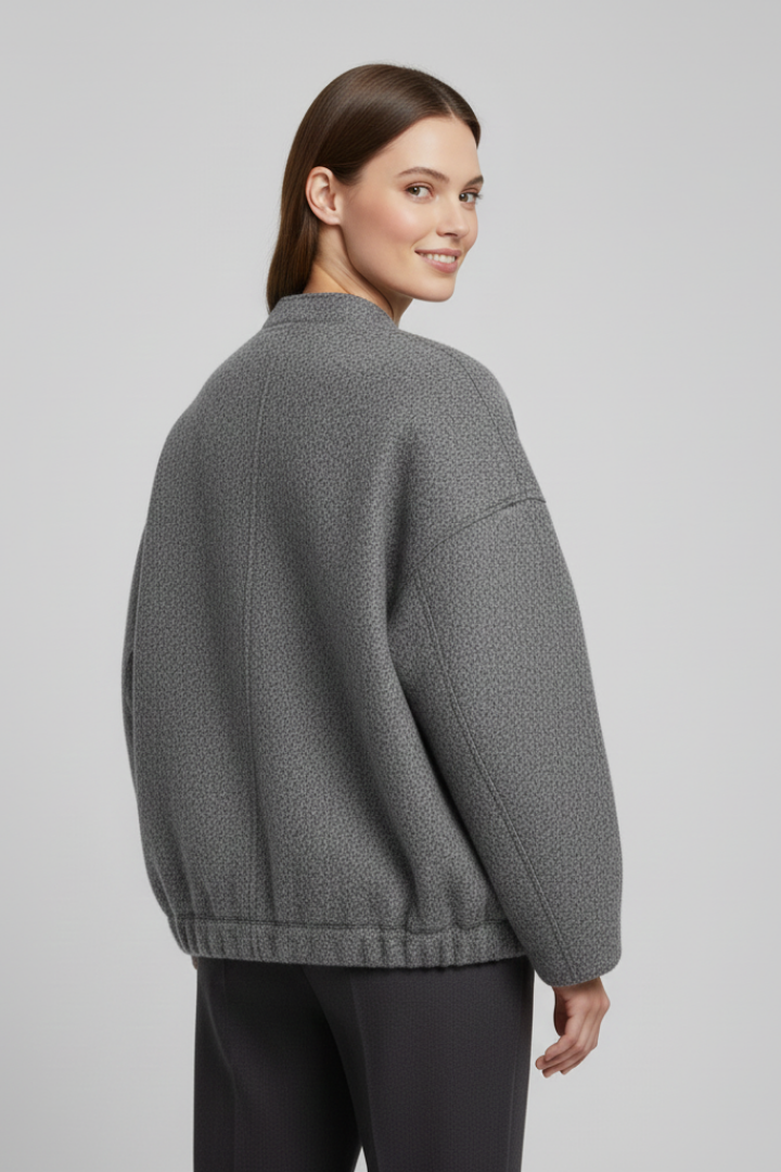 Women’s Jacket with Concealed Buttons and Wide Sleeves