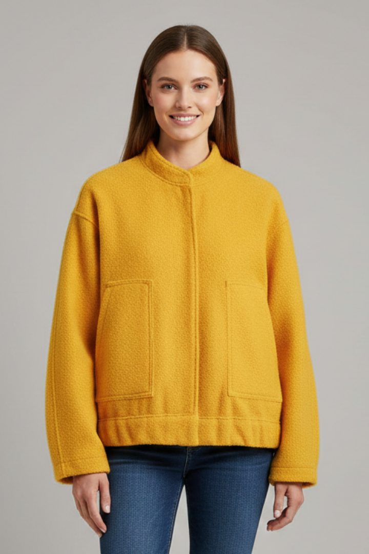 Women’s Jacket with Concealed Buttons and Wide Sleeves