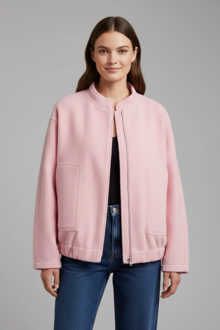 Women’s Jacket with Concealed Buttons and Wide Sleeves