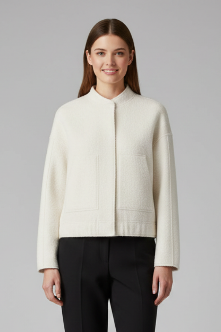 Women’s Jacket with Concealed Buttons and Wide Sleeves