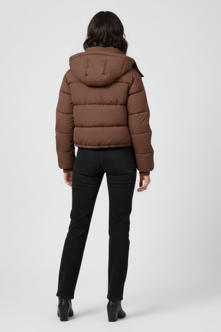 Women’s Jacket with Hood and Quilted Sleeves