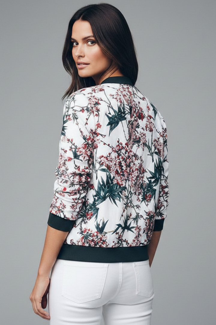 Women’s Jacket with Printed Surface and Zip Closure