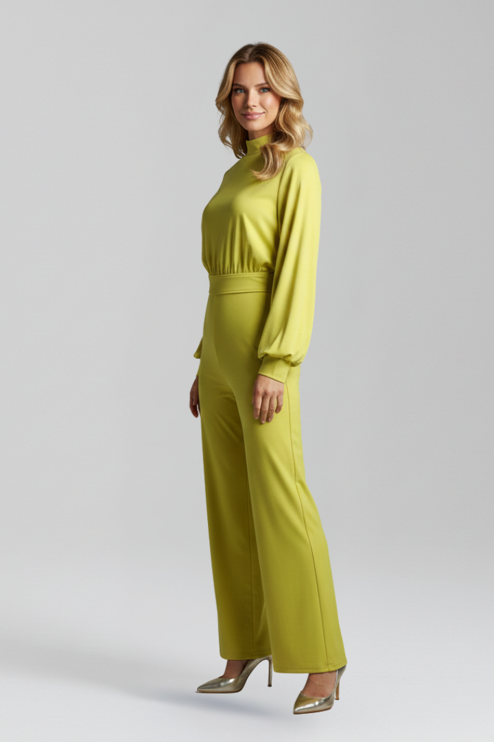 Women’s Jumpsuit with Half Collar and Wide Legs