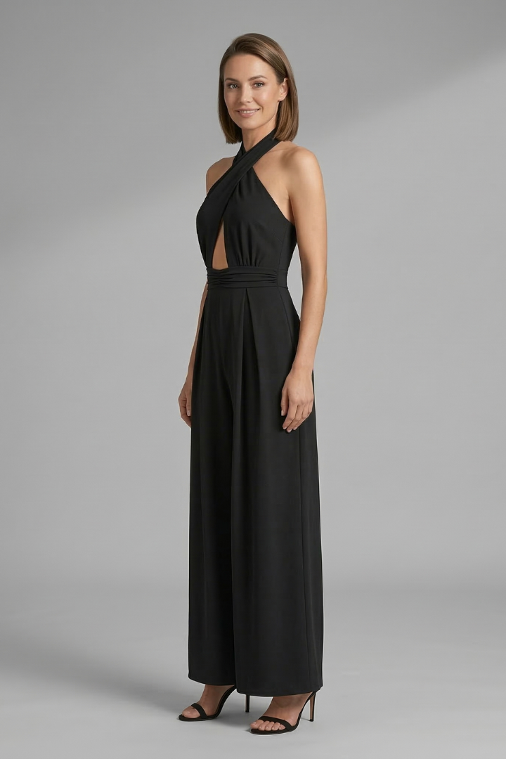 Women’s Jumpsuit with Halter Neck and Cut-Out Detail