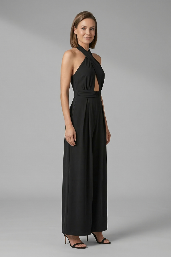 Women’s Jumpsuit with Halter Neck and Cut-Out Detail