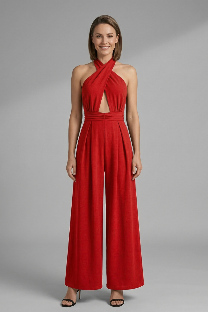 Women’s Jumpsuit with Halter Neck and Cut-Out Detail