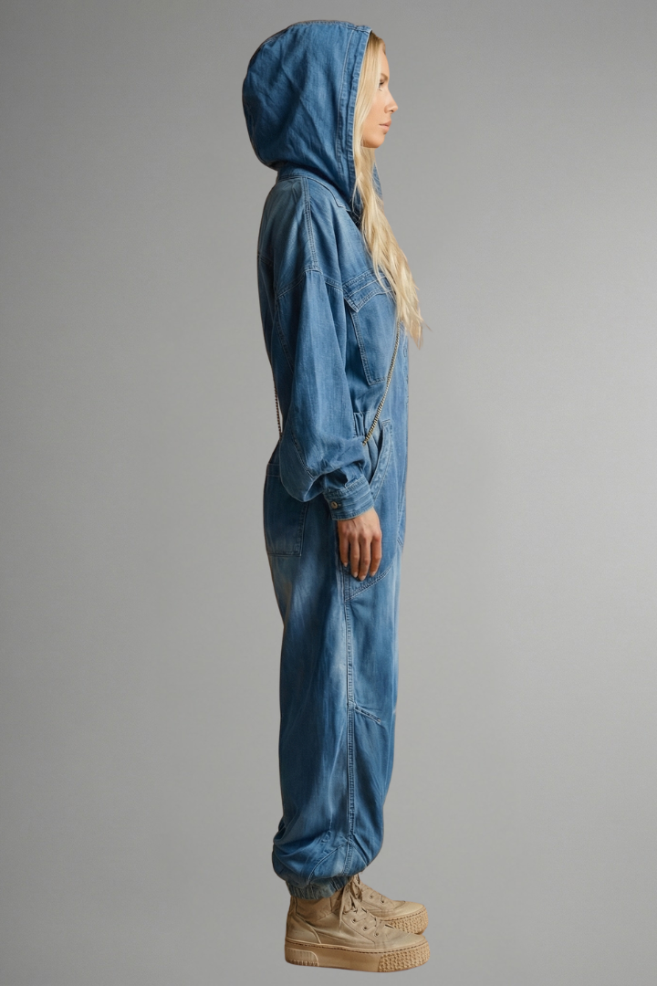 Women’s Jumpsuit with Hood and Integrated Pockets