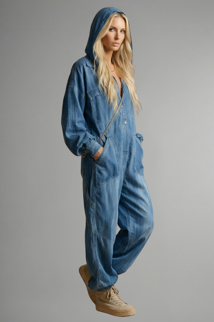 Women’s Jumpsuit with Hood and Integrated Pockets
