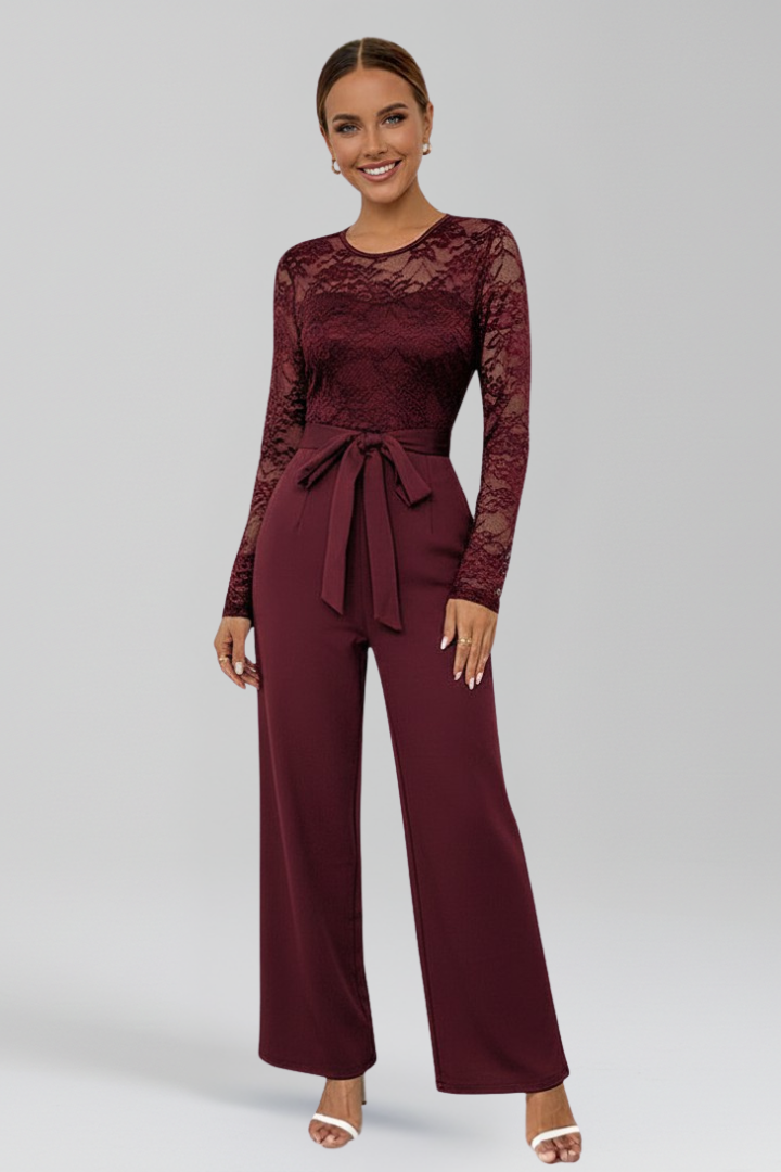 Women’s Jumpsuit with Lace Top and Wide Legs