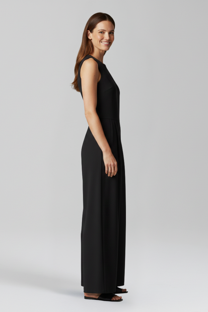 Women’s Jumpsuit with Round Neck and Long Sleeves