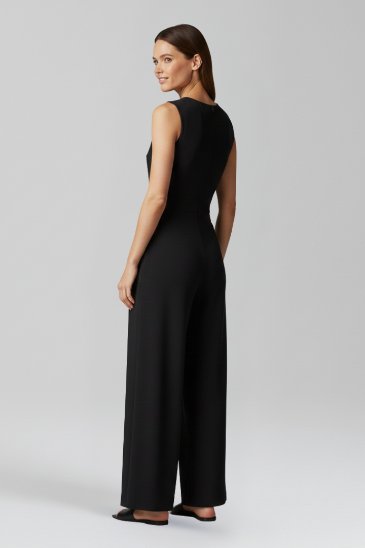 Women’s Jumpsuit with Round Neck and Long Sleeves