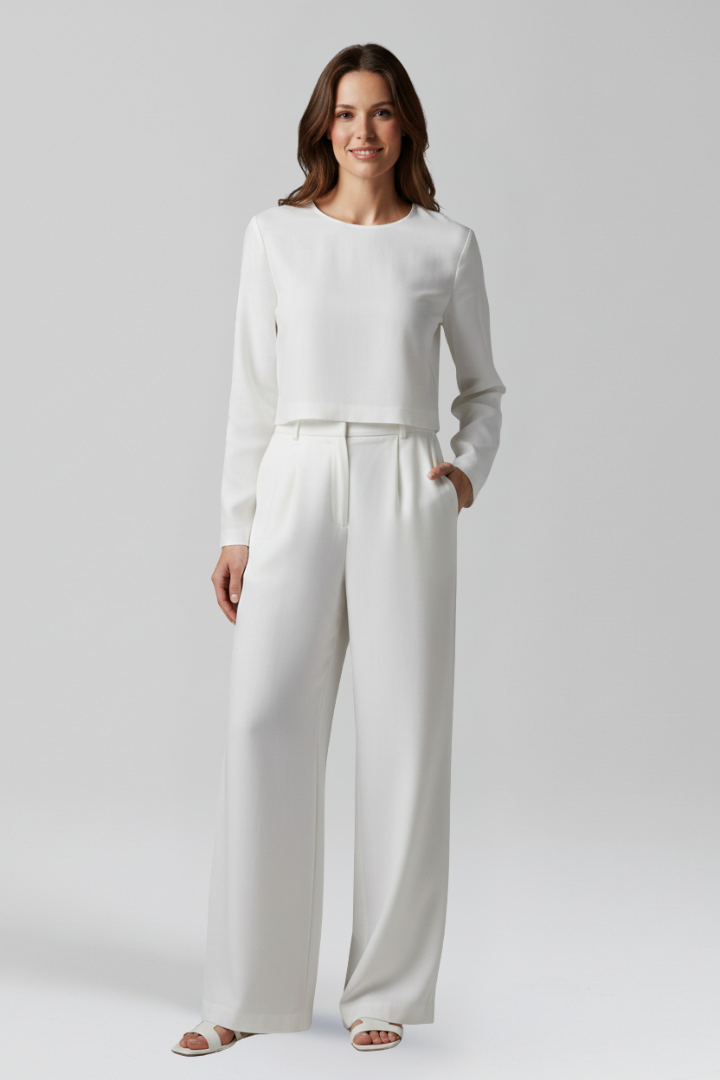 Women’s Jumpsuit with Round Neck and Long Sleeves