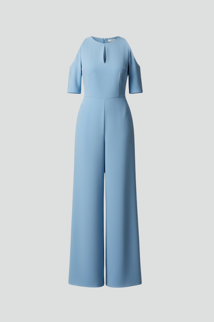 Women’s Jumpsuit with Round Neckline and Wide Legs