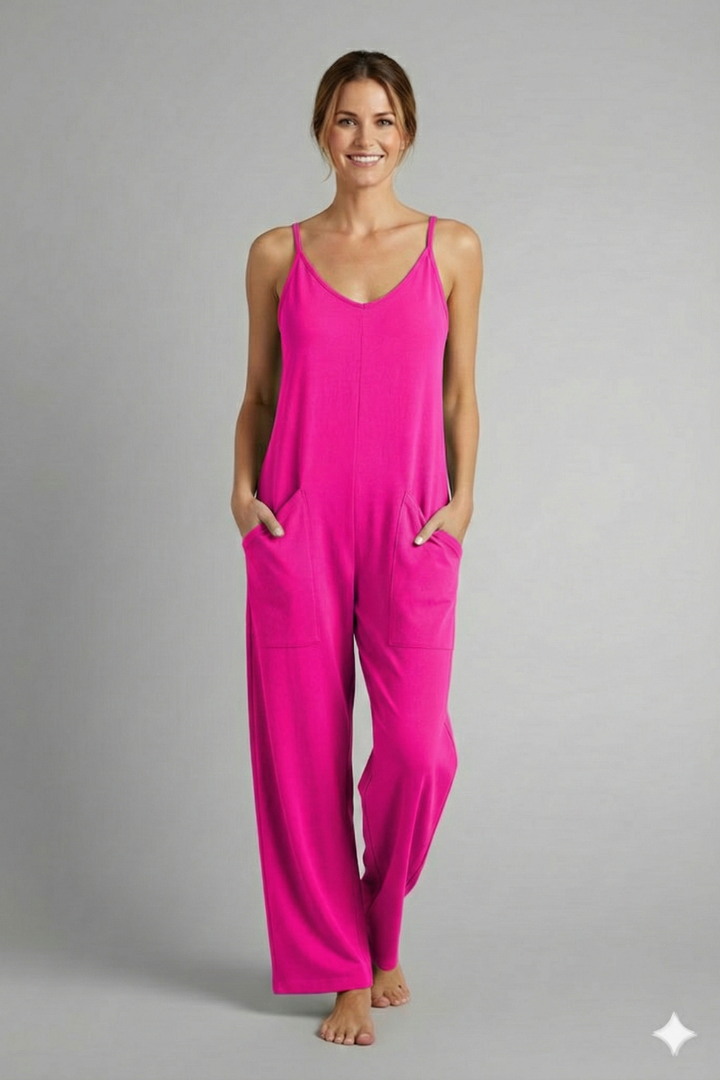 Women’s Jumpsuit with Sleeveless Cut and Wide Legs