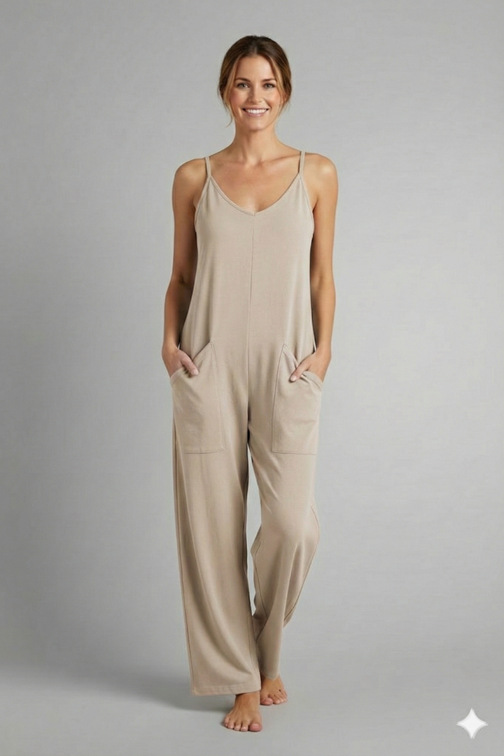 Women’s Jumpsuit with Sleeveless Cut and Wide Legs
