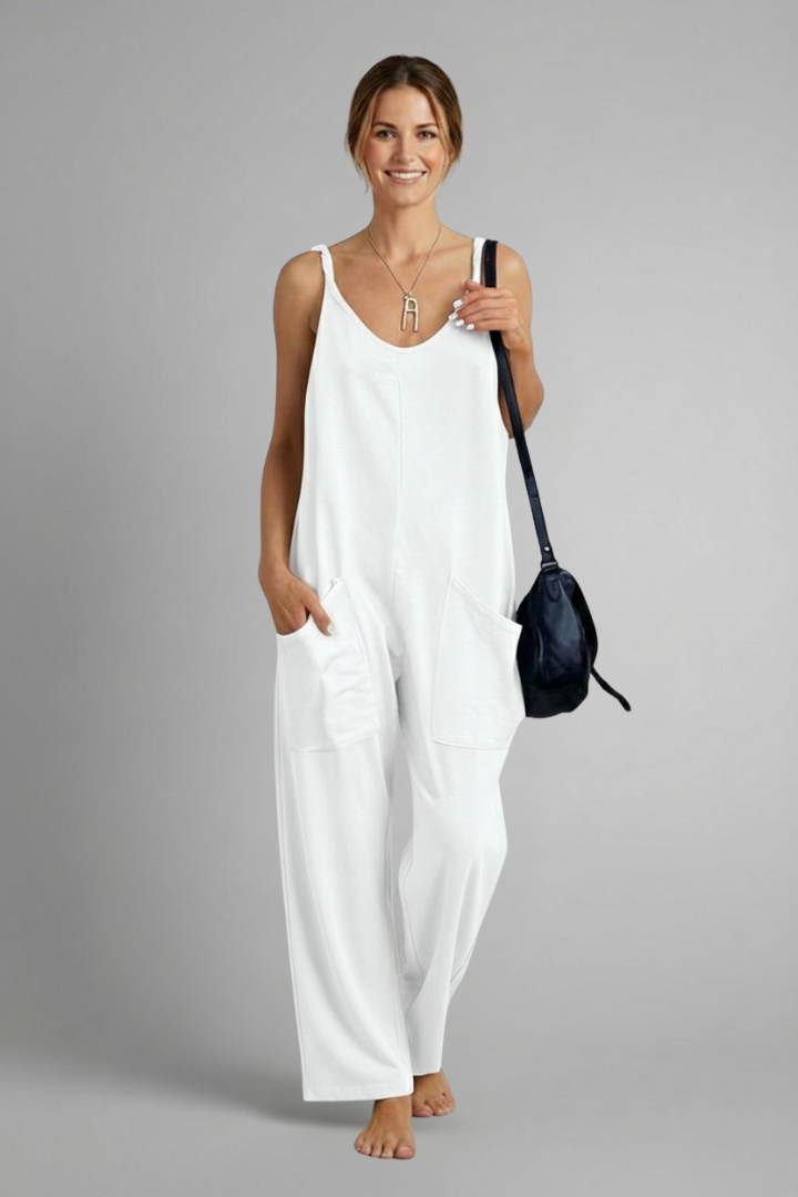Women’s Jumpsuit with Sleeveless Cut and Wide Legs