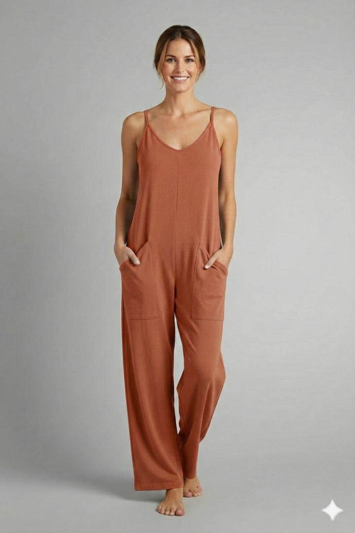 Women’s Jumpsuit with Sleeveless Cut and Wide Legs