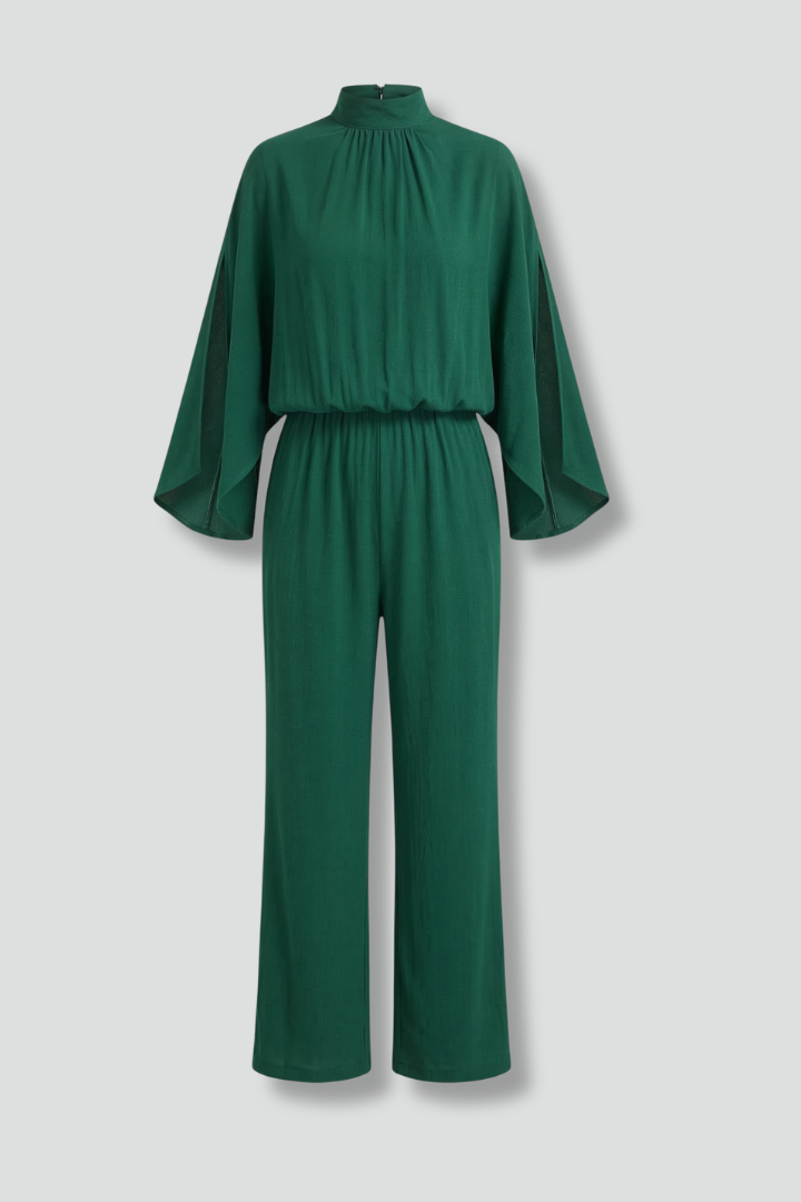 Women’s Jumpsuit with Stand Collar and Wide Legs