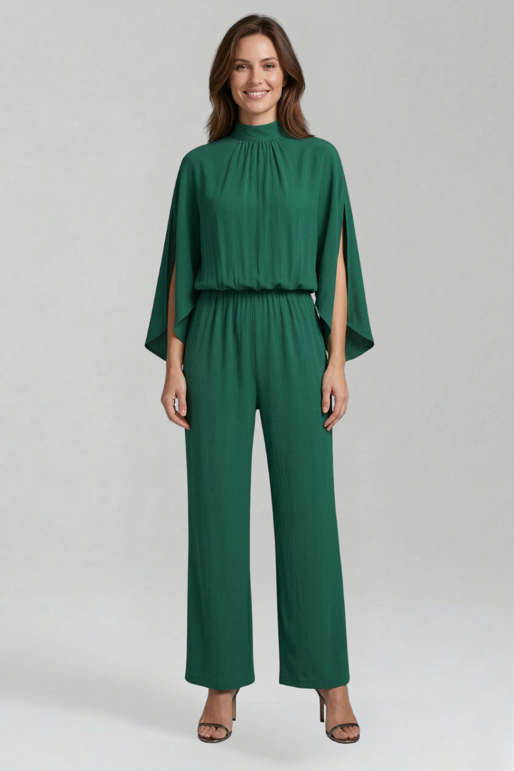 Women’s Jumpsuit with Stand Collar and Wide Legs