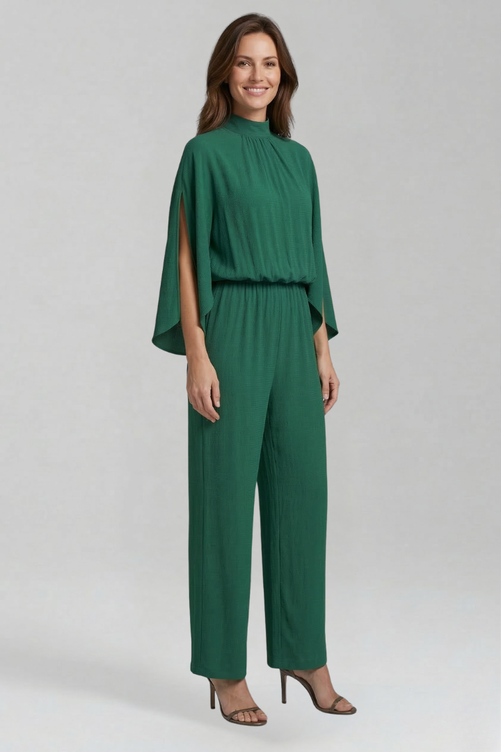 Women’s Jumpsuit with Stand Collar and Wide Legs