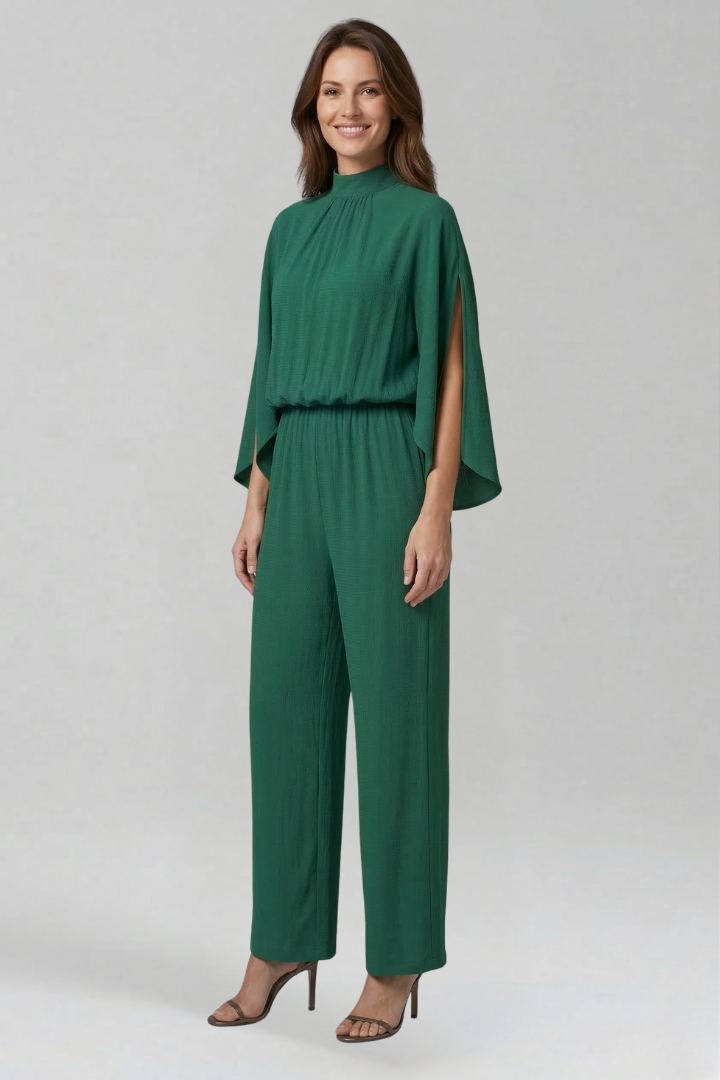 Women’s Jumpsuit with Stand Collar and Wide Legs