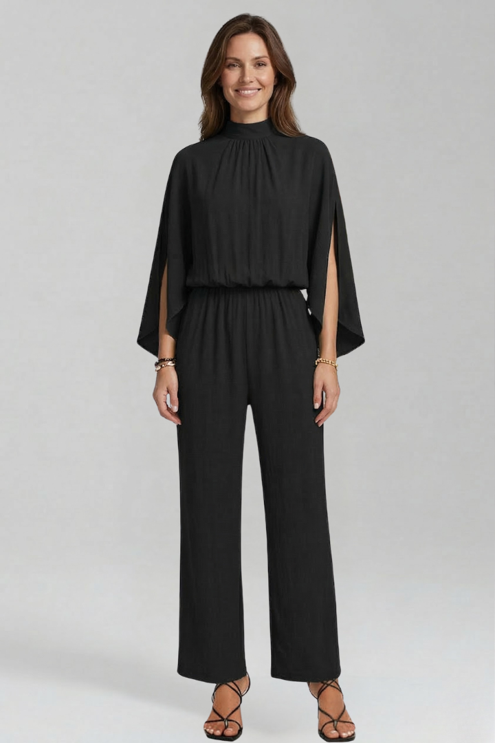 Women’s Jumpsuit with Stand Collar and Wide Legs