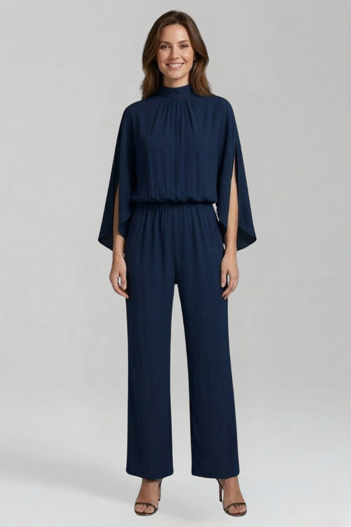 Women’s Jumpsuit with Stand Collar and Wide Legs