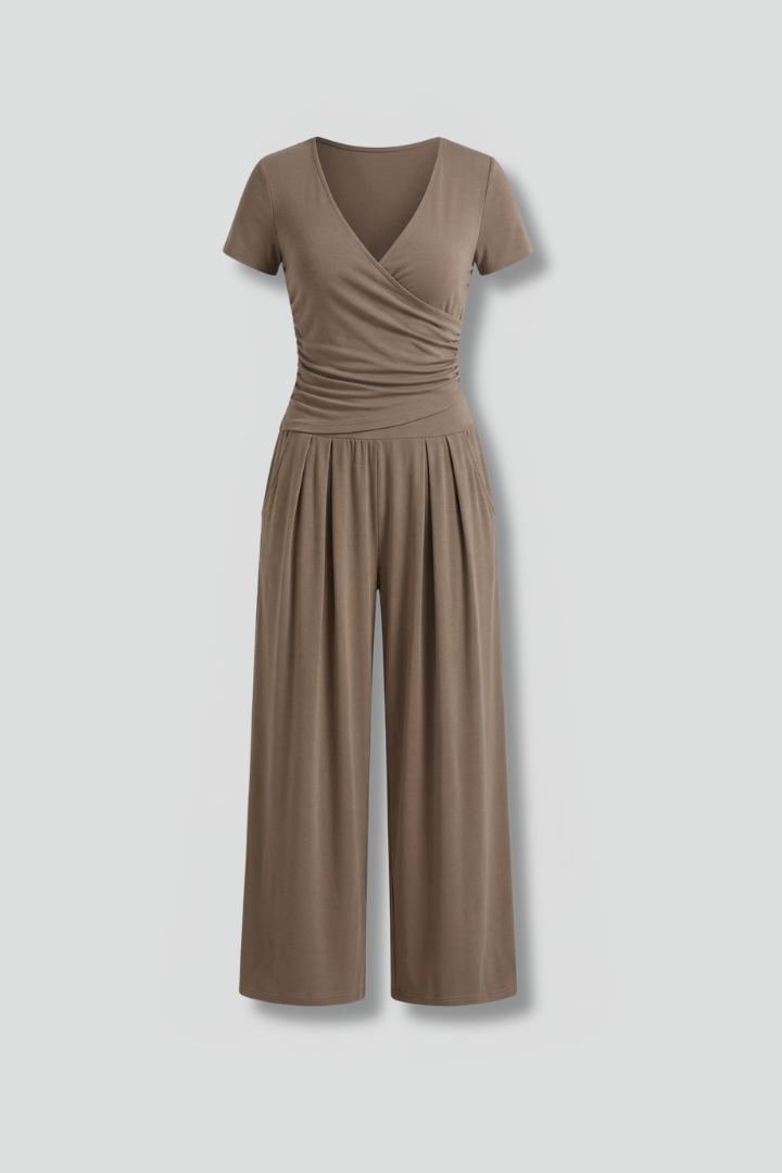 Women’s Jumpsuit with V-Neck and Wide Legs