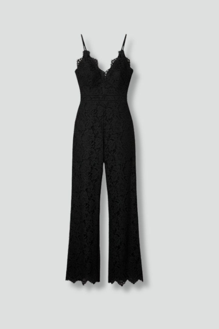 Women’s Jumpsuit with V Neckline and Lace Detail