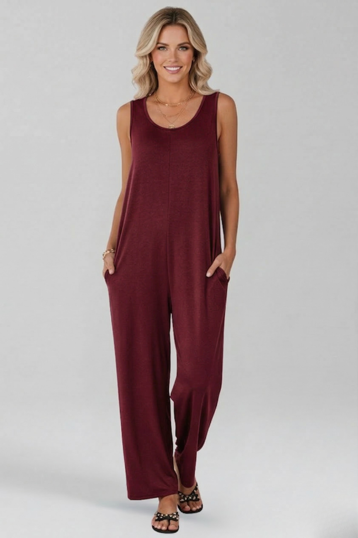 Women’s Jumpsuit with V Neckline and Side Pockets