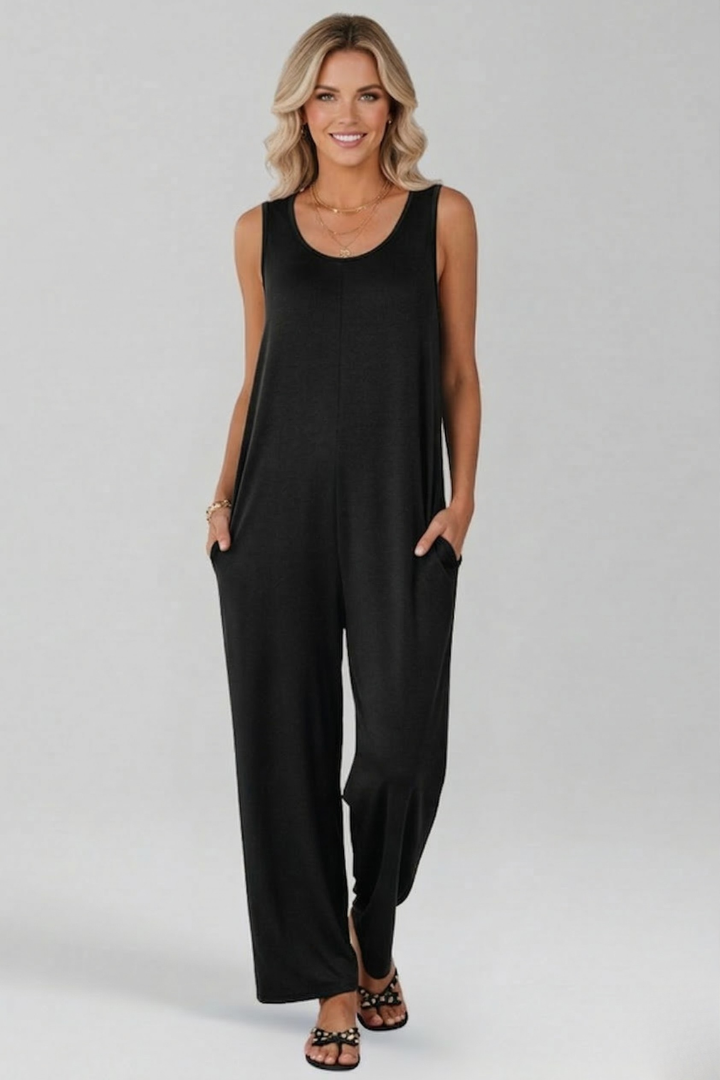 Women’s Jumpsuit with V Neckline and Side Pockets