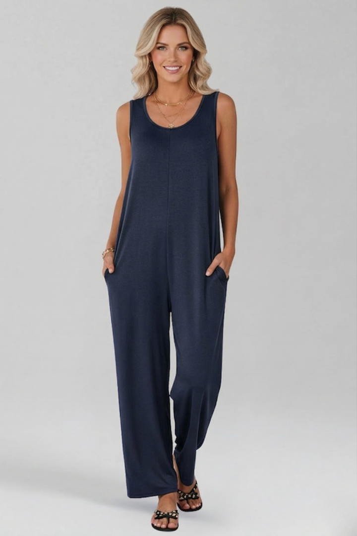 Women’s Jumpsuit with V Neckline and Side Pockets