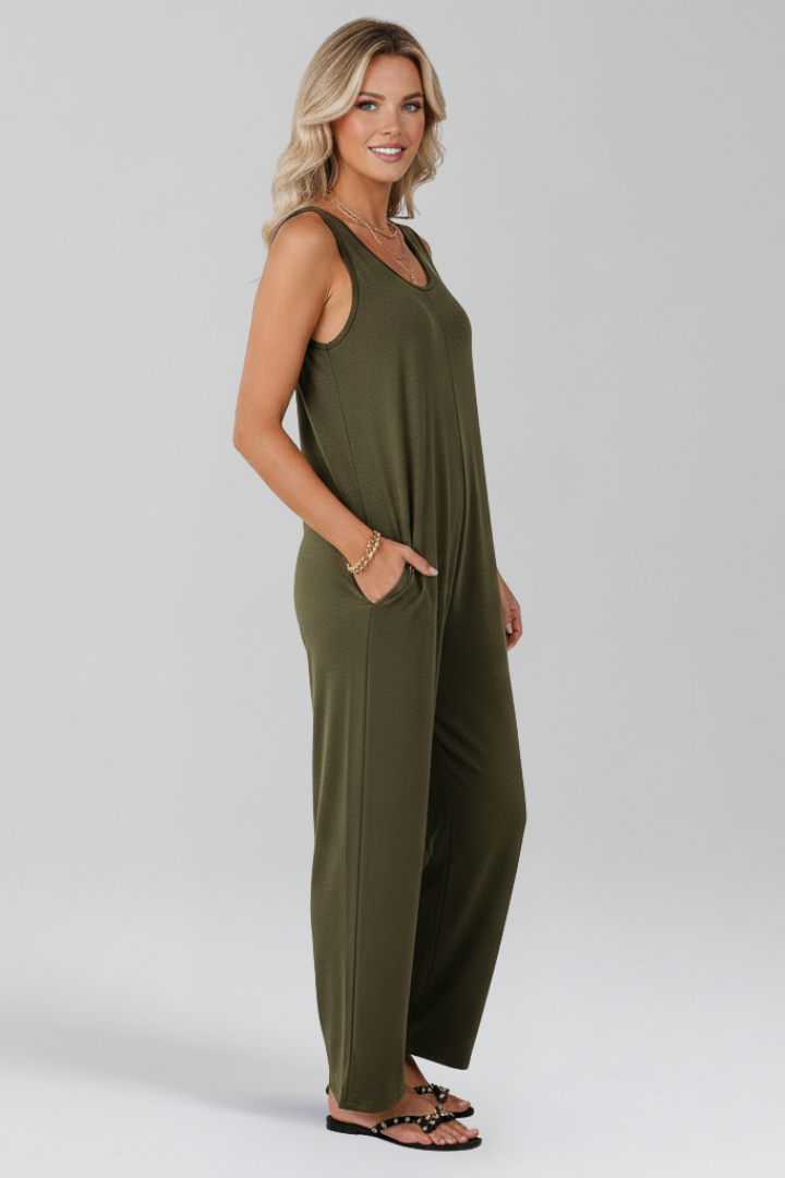 Women’s Jumpsuit with V Neckline and Side Pockets