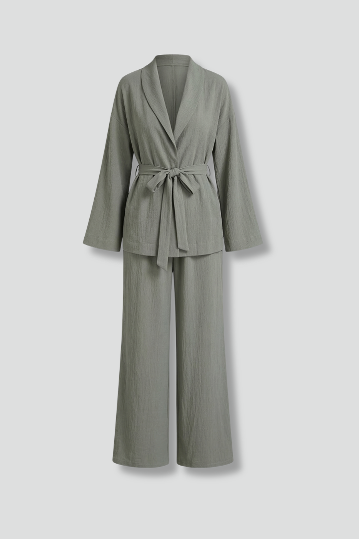 Women’s Jumpsuit with V Neckline and Waist Belt