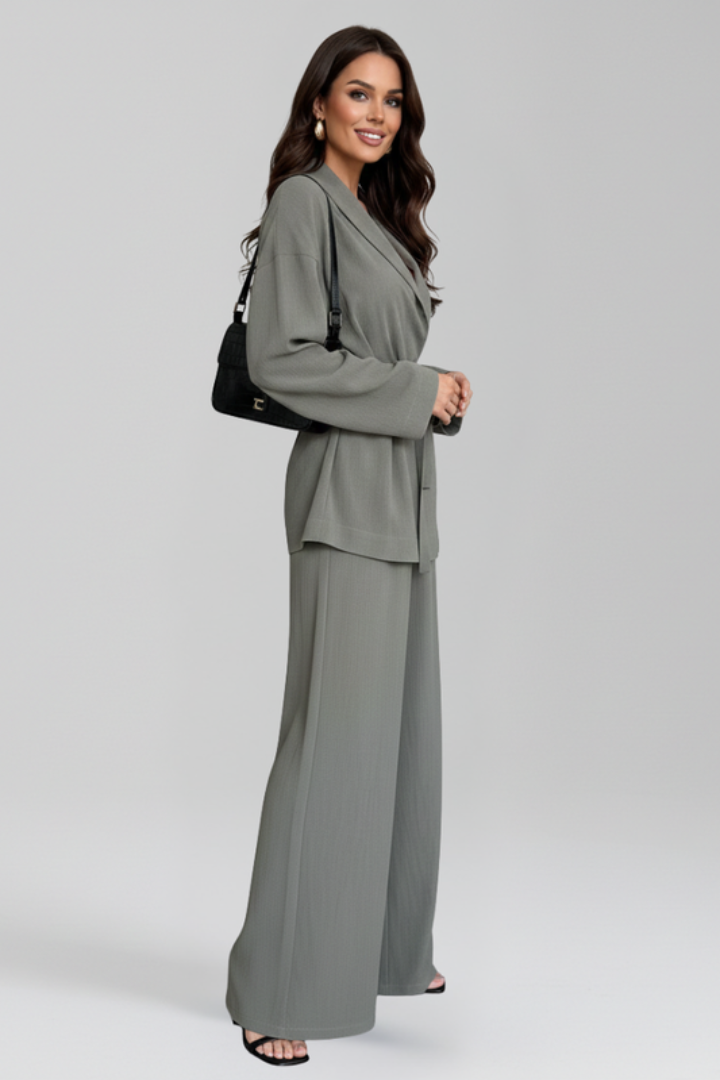 Women’s Jumpsuit with V Neckline and Waist Belt
